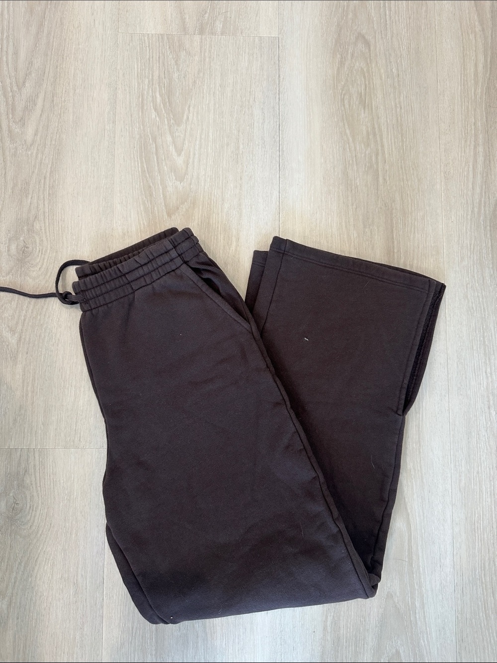 Reformation Dark Brown Wide Leg Fleece Sweat Pants